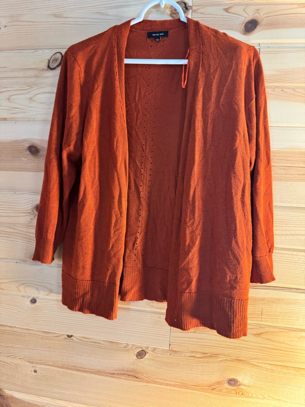 Verve Ami Open-Front Cardigan in Rust Orange